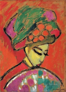 Niña con sombrero de flores 1910 Alexej von Jawlensky Pinturas al óleo